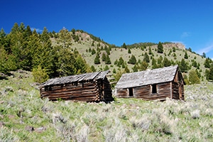 Historical cabins from the 1800s are built on this land on this Montana property for sale