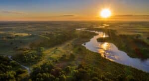 sunrise over Dismal River in Nebraska Sandhills